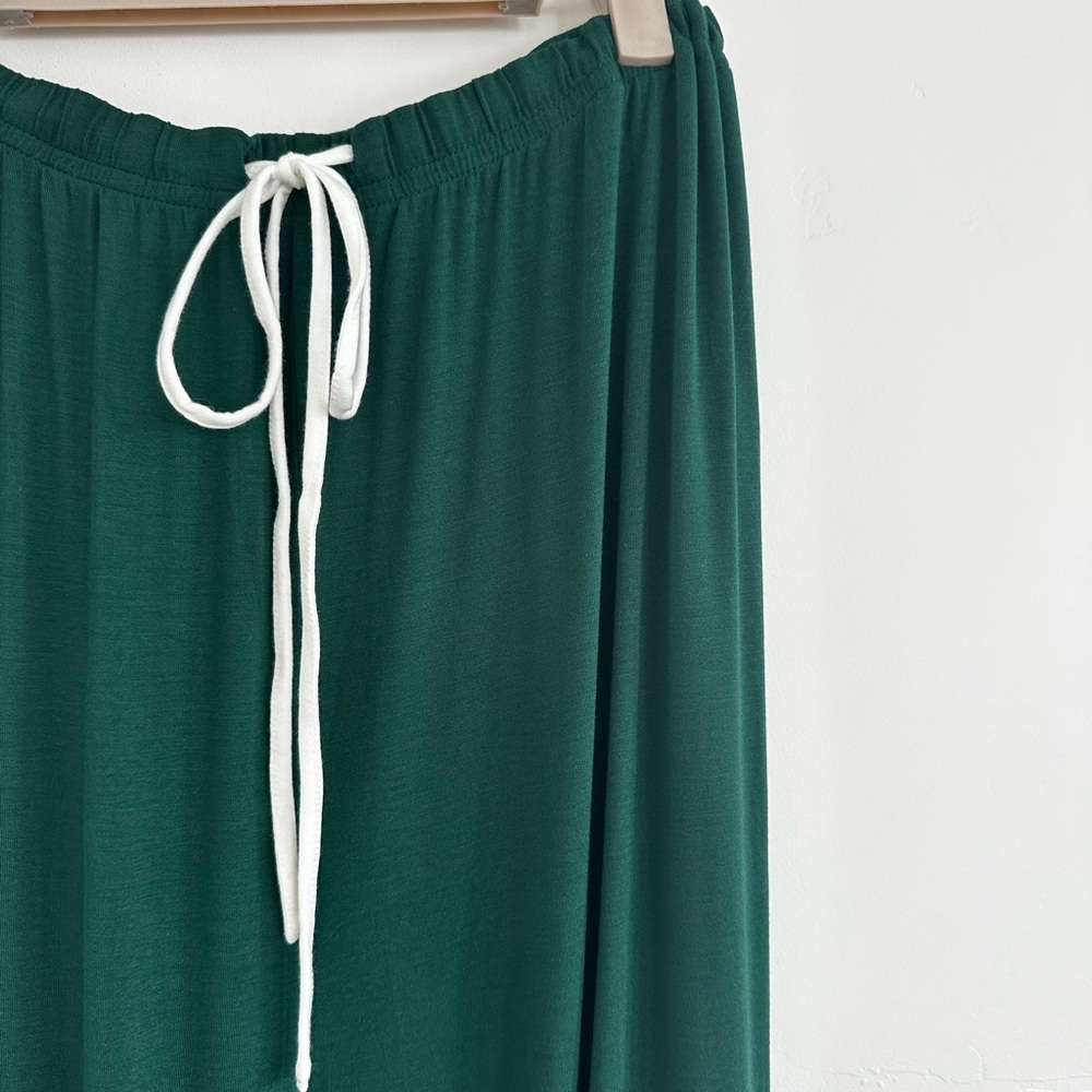 GAP Modal Green Pajama Pants with White Trim Large - Picture 3 of 7